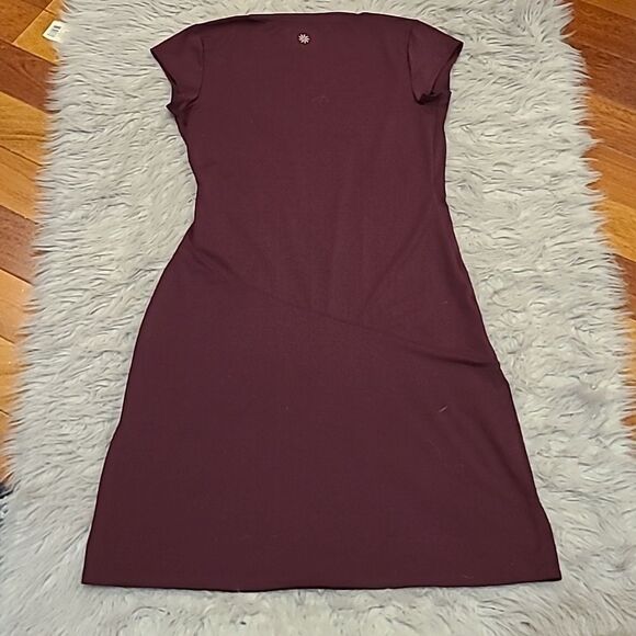 Athleta womens plum polyester stretch wrap short-sleeved dress size small - Picture 5 of 6